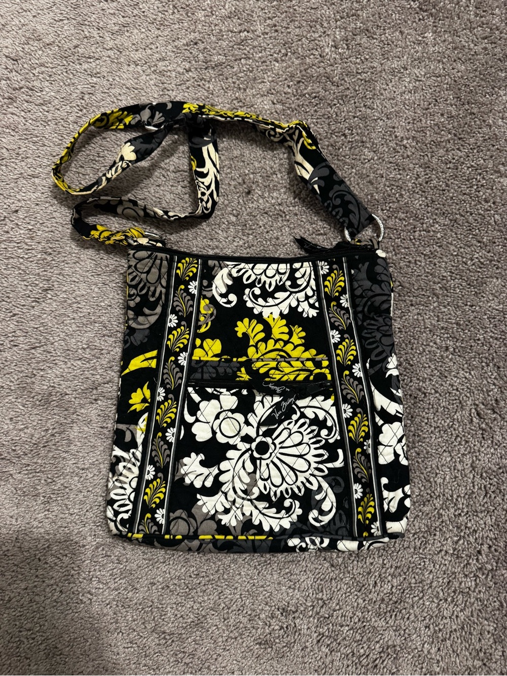 Vera Bradley Quilted Crossbody Bag in Black, White & Yellow